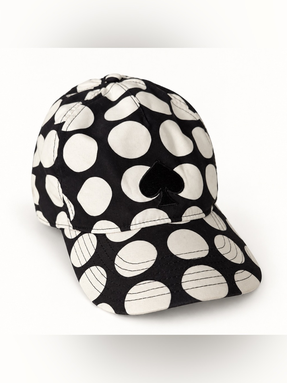 kate spade Black & White Polka Dot Baseball Cap with Spade Logo